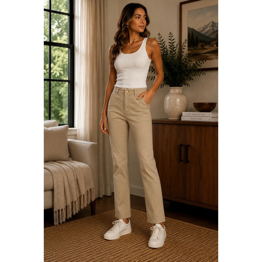 Lauren Ralph Lauren Womens‎ Tan Stretch Cotton Chino Pants Size 6 Khaki Straight